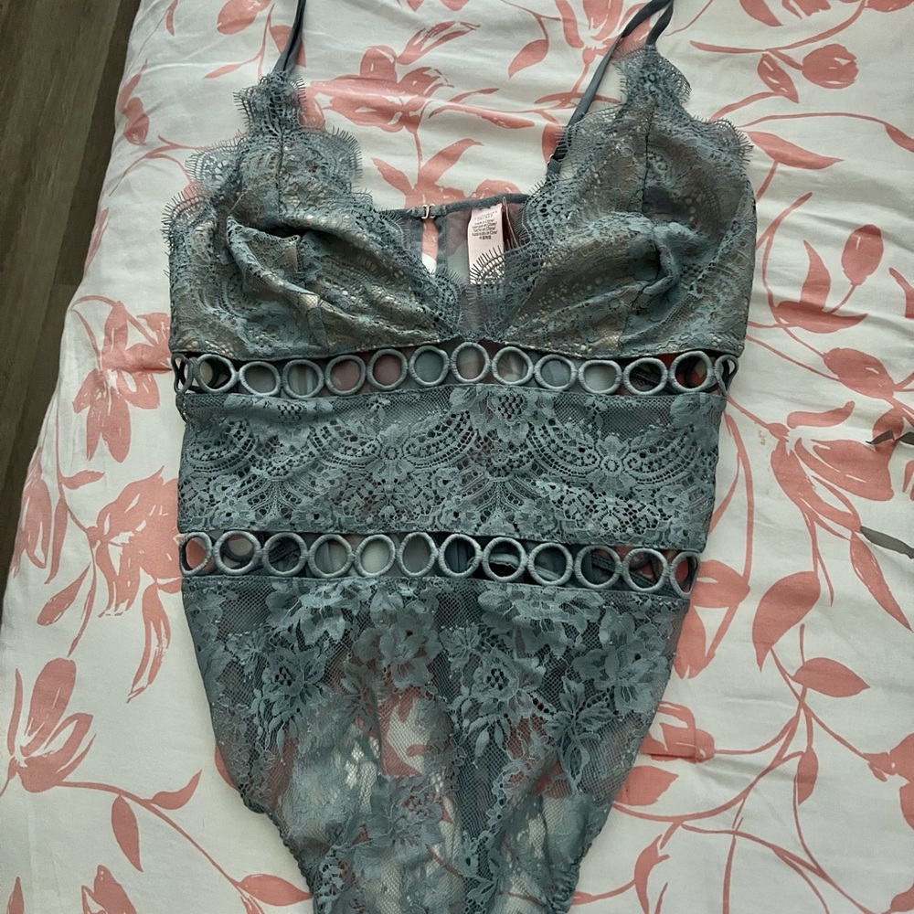 Victoria's Secret Mesh Bodysuit in Victorian Blue-Gray